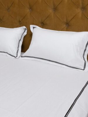 LUXURY WHITE BEDDING -CONTRAST PIPING